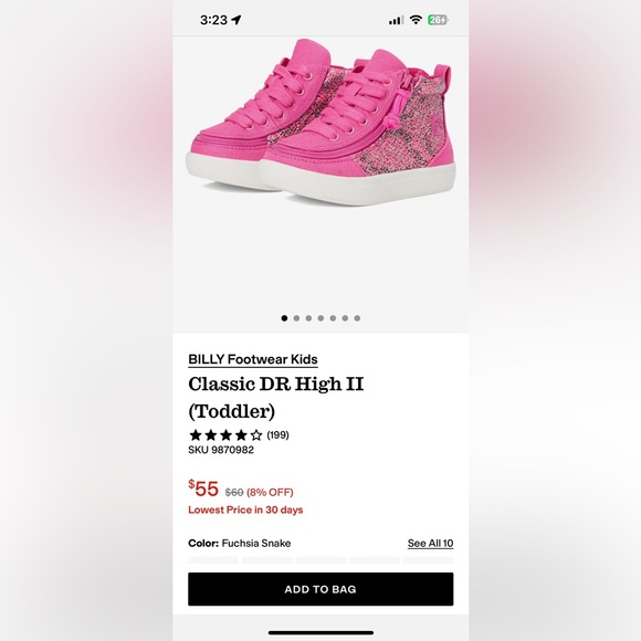 Sparkly sneakers! Billy Footwear, size 4W. Bright pink, glittering pink trim. - Picture 9 of 9